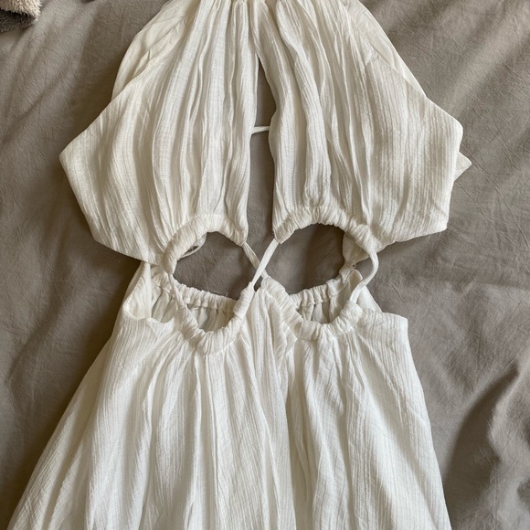 White Halter Maxi Dress with Side Slit - Picture 2 of 5